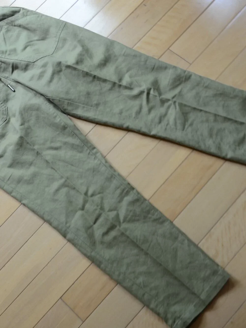 Quince Cotton Linen Twill Straight Leg Pants Army Green Size S
